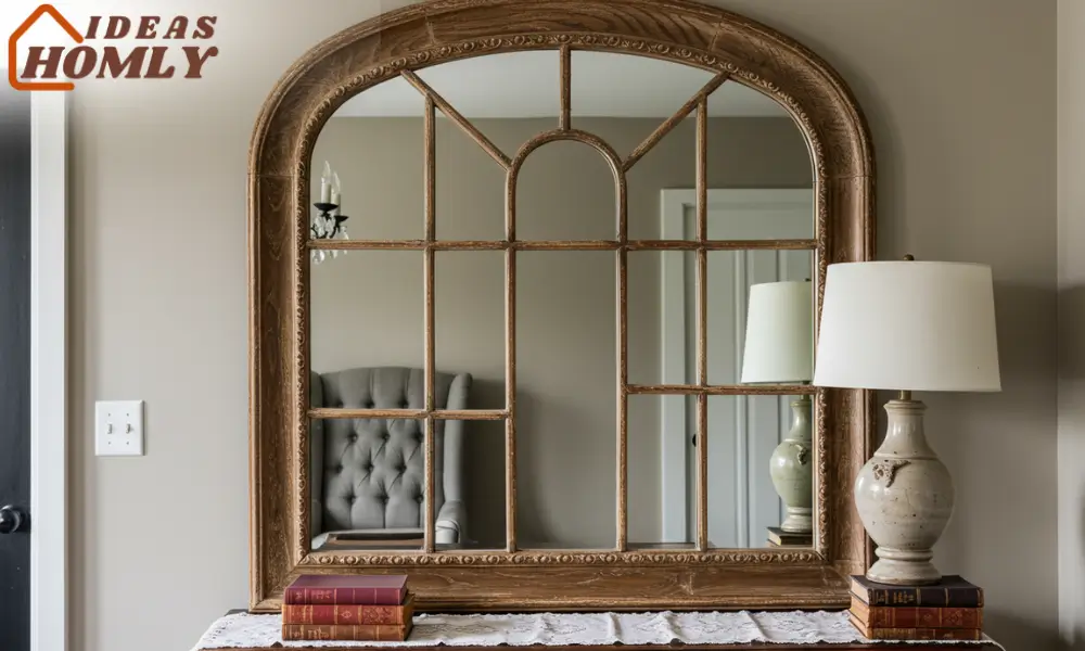 Arched Mirror with Wood Frame