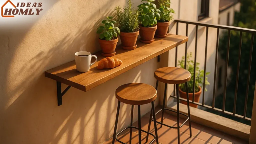 Balcony Bar Shelf In Small Apartment Porch