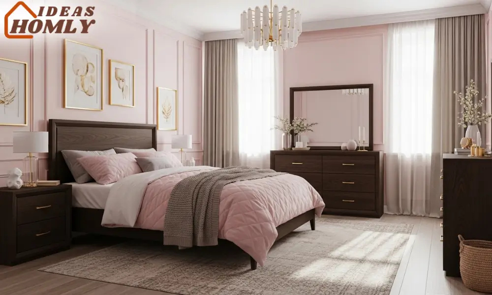 Blush Pink and Chocolate Brown Bedroom for Romantic Warmth