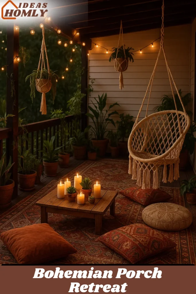 Bohemian Porch Retreat For Back Porch Decoration