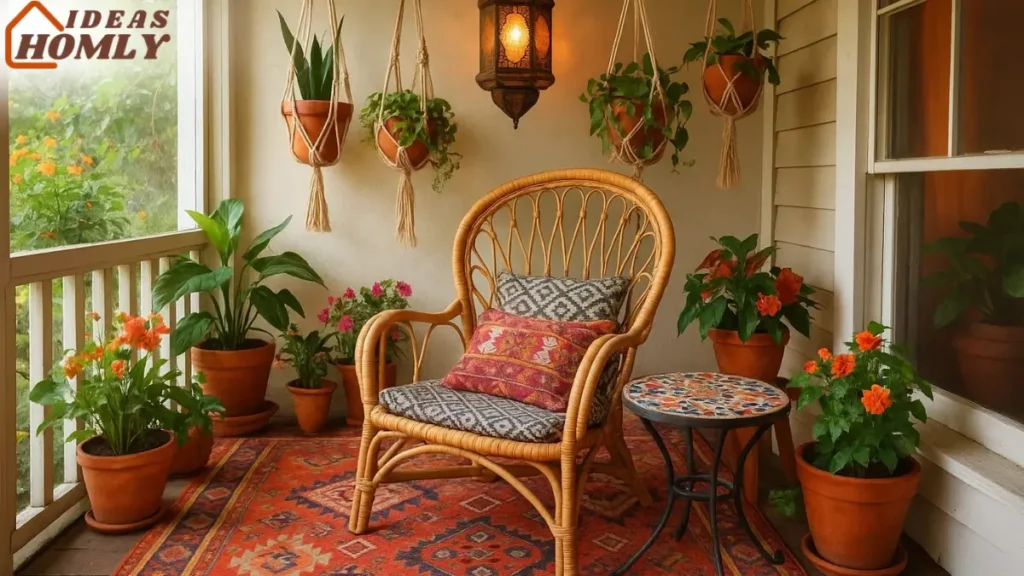 Boho Eclectic Touches In Small Apartment Porch