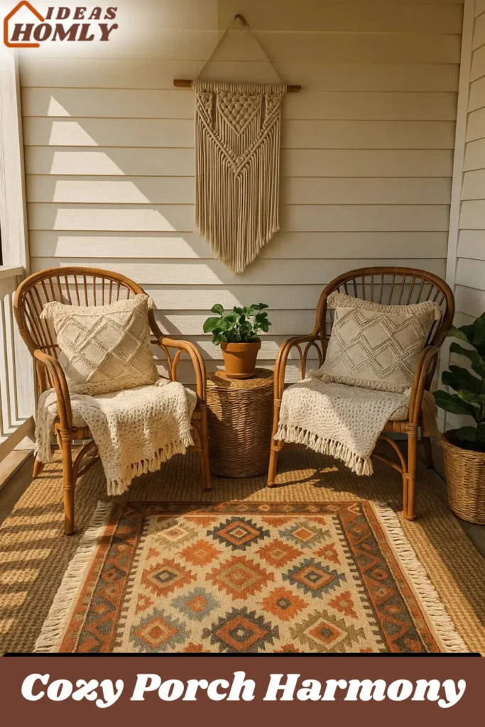 Boho Textures and Layered Comfort For Porch Decor