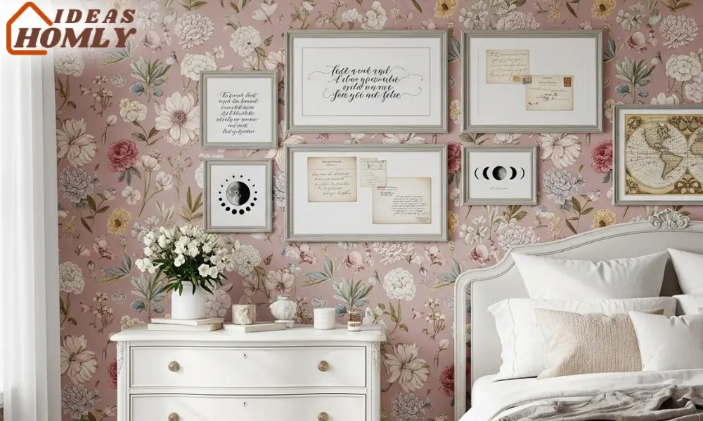 Botanical Accent Wall and Romantic Bedroom Art Decor