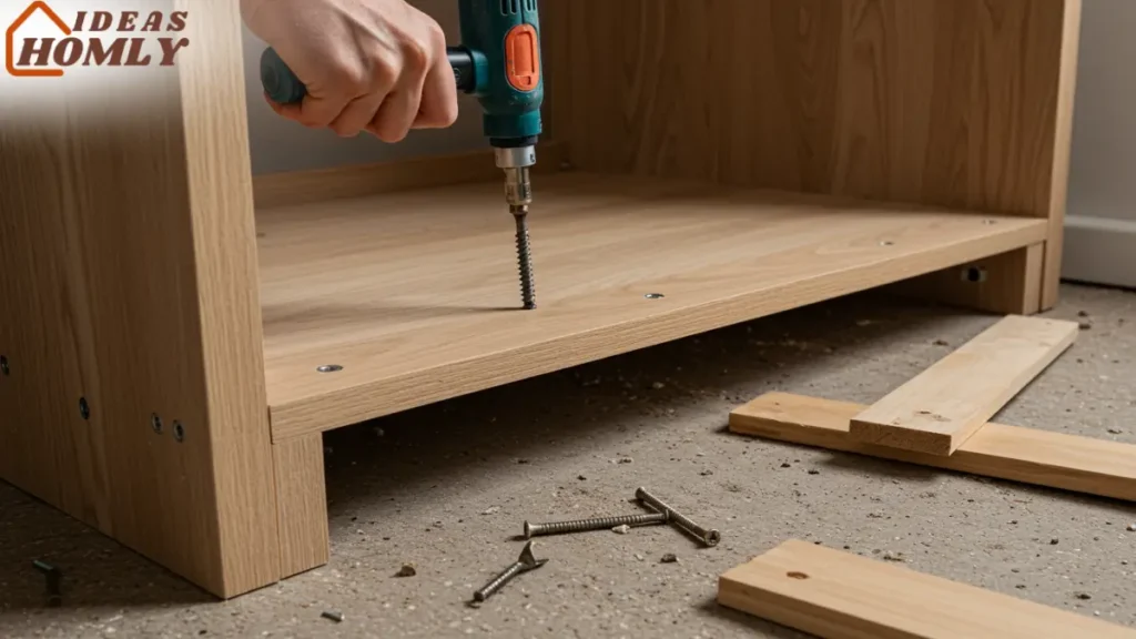 Bottom Shelf Installation In a Mud Kitchen