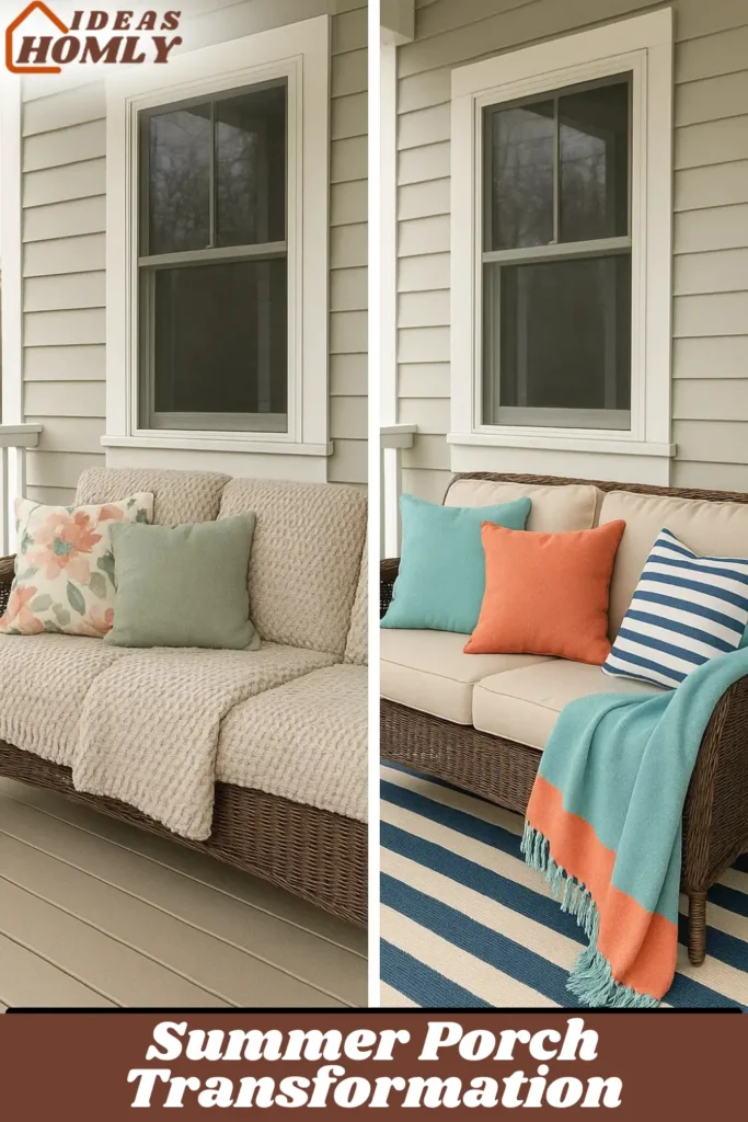 Bright Textile Transformation of Porch In Summer