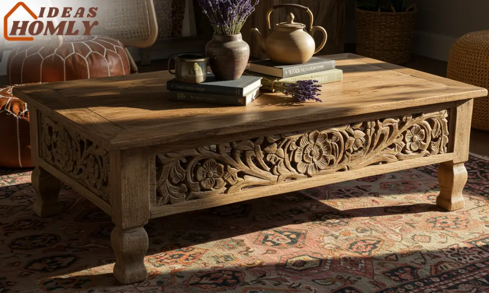 Carved Mango Wood Coffee Table
