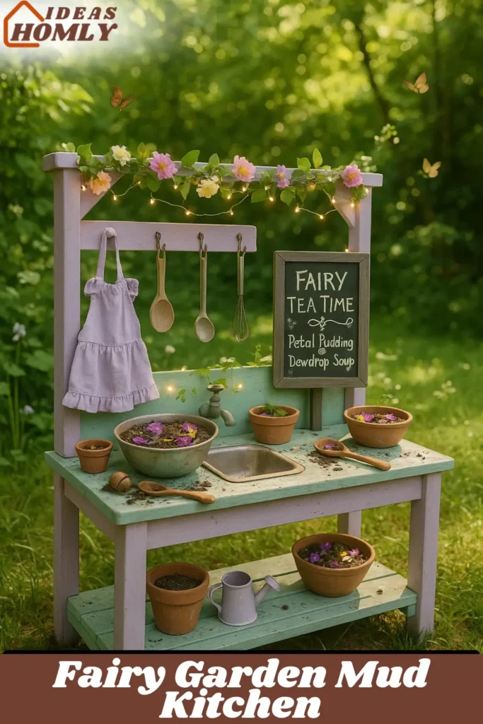Colorful Themed Fairy Garden Mud Kitchen