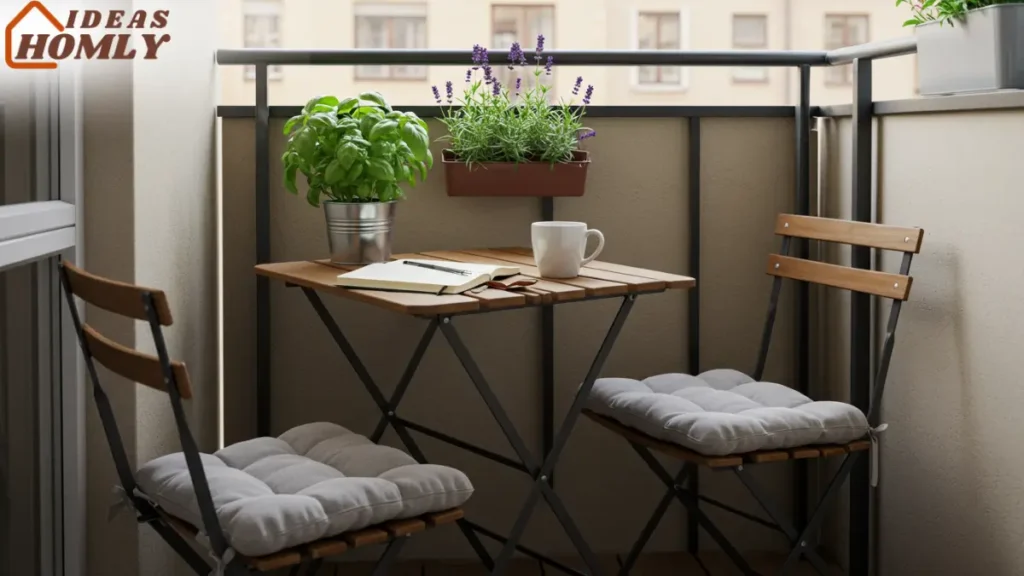 Compact Bistro Set In Small Apartment Porch