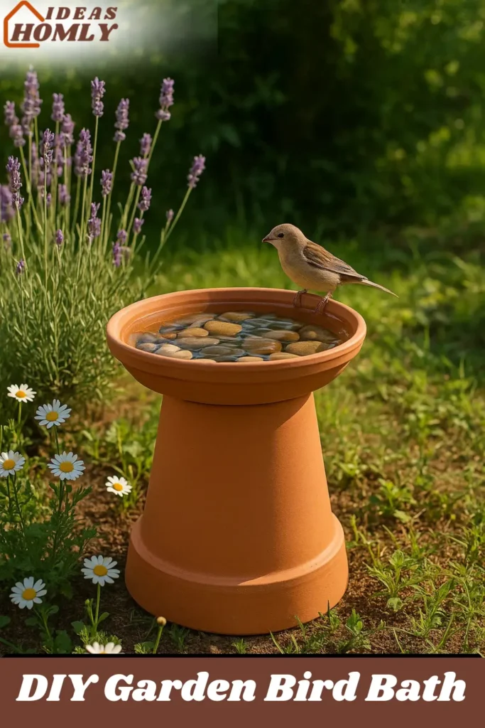 DIY Bird Bath with a Flower Pot