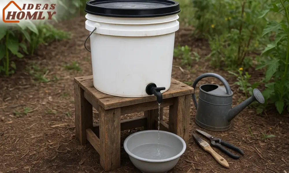 DIY Bucket Sink with Spigot for Gardens and Remote Use