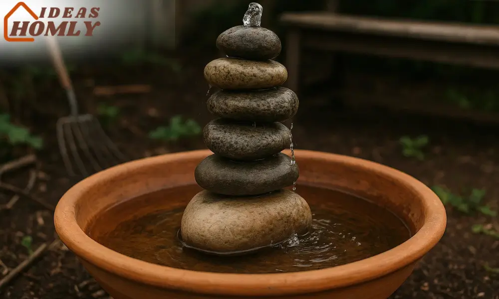 DIY Stone-Column Fountain For Birds