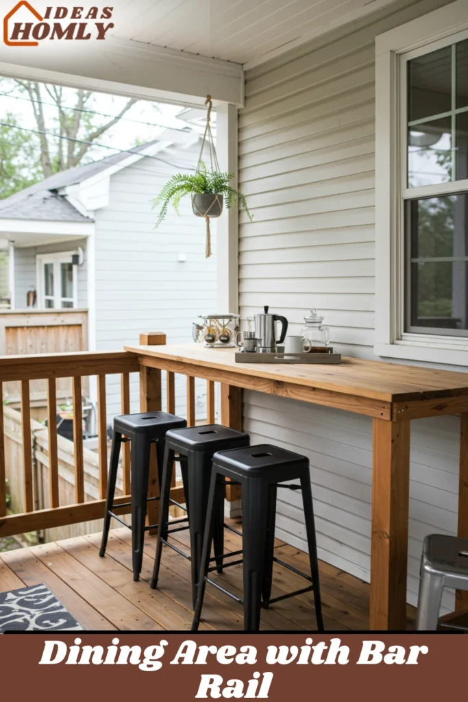 Dining Area with Bar Rail For Back Porch Decoration