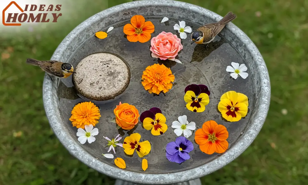 Floating Fresh Flower Confetti Bird Bath