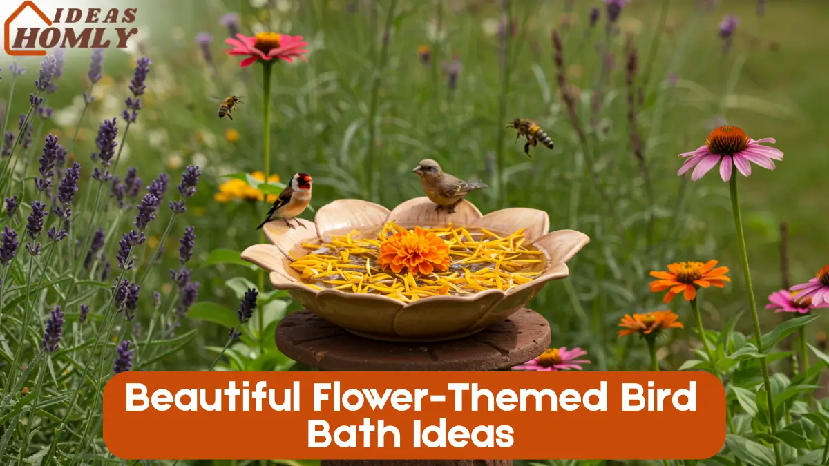 Flower-Themed Bird Bath Ideas