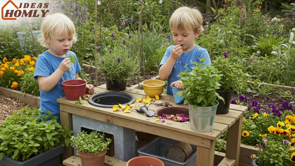 Garden-Inspired Mud Kitchen with Herbs