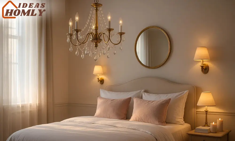 Glam Bedroom Lighting, Crystal Chandelier with Feminine Sophistication