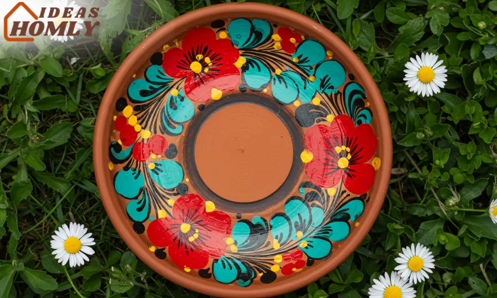 Hand-Painted Folk Flower Bird Bath