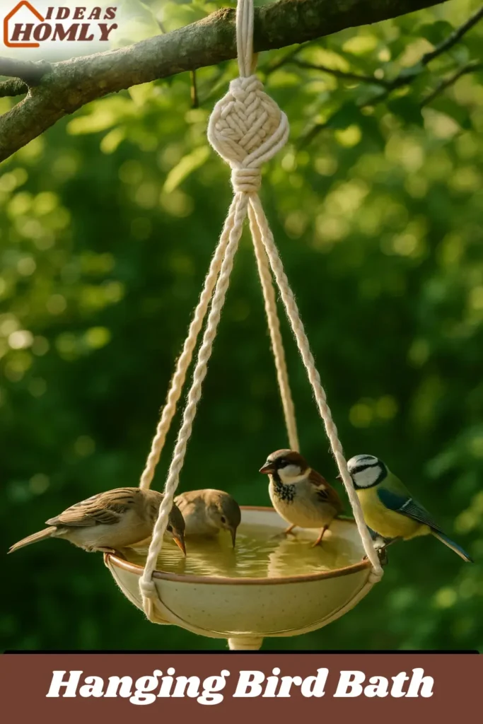 Hanging Bird Bath Using Macrame or Rope