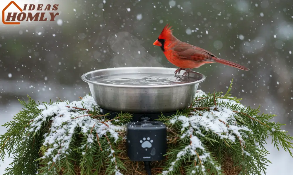 Heated Pet Dish with Faux Snow For Bird Bath
