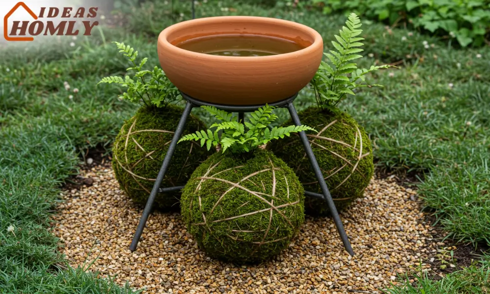 Kokedama Tripod Bird Bath