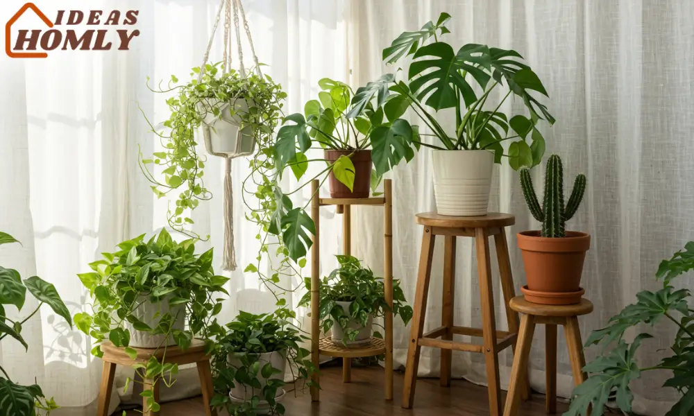 Layered Plant Stands In Bohemian Sunroom