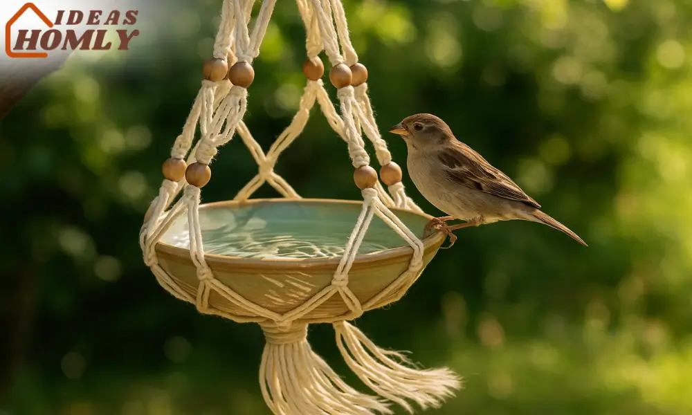 Macramé Hanging Bird Bath