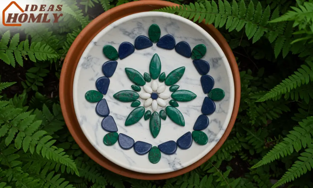 Marble Inlay Mandala Bowl For Birds Bath