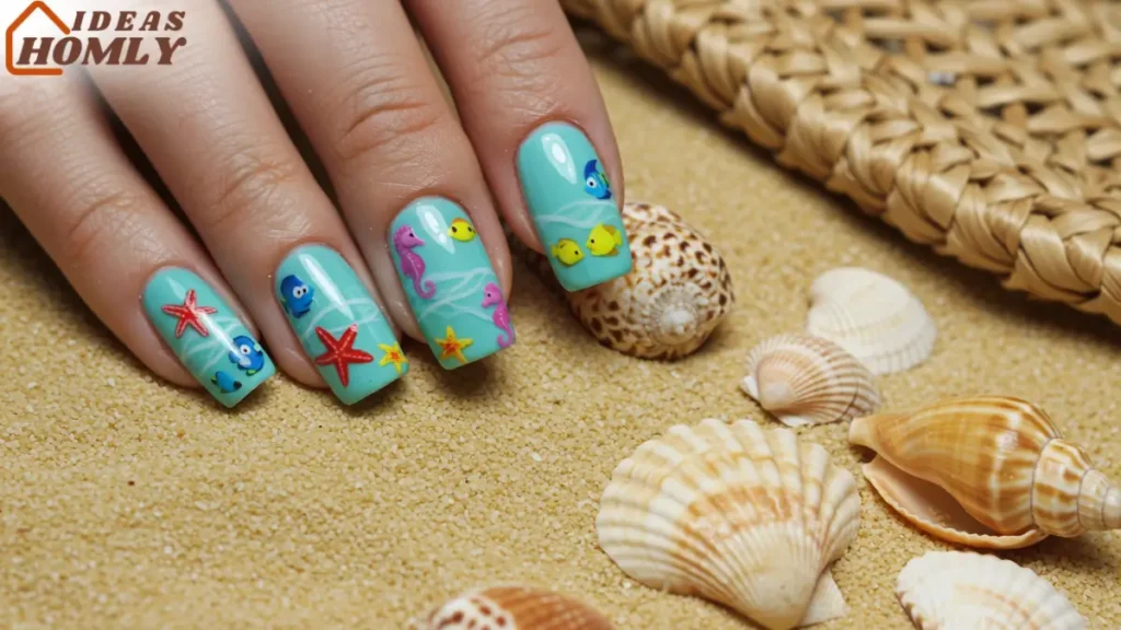Marine Life Motifs Nails