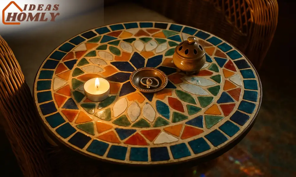 Mosaic Side Table In Bohemian Sunroom
