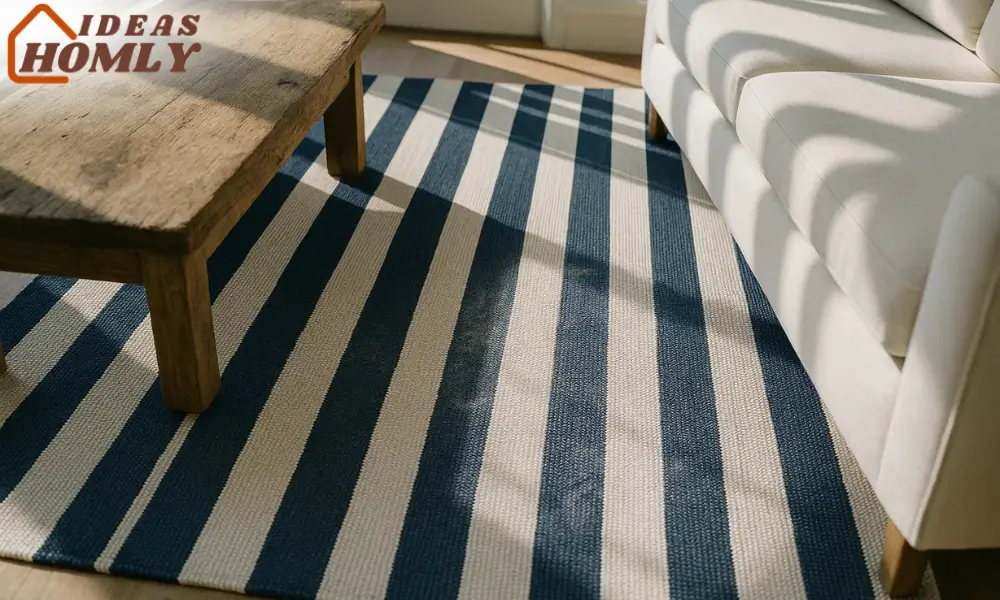 Navy Striped Cotton Rug