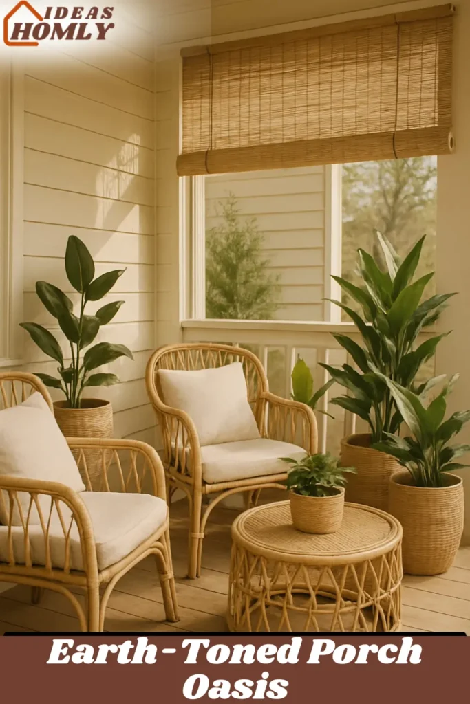 Neutral Tones with Natural Materials In Porch
