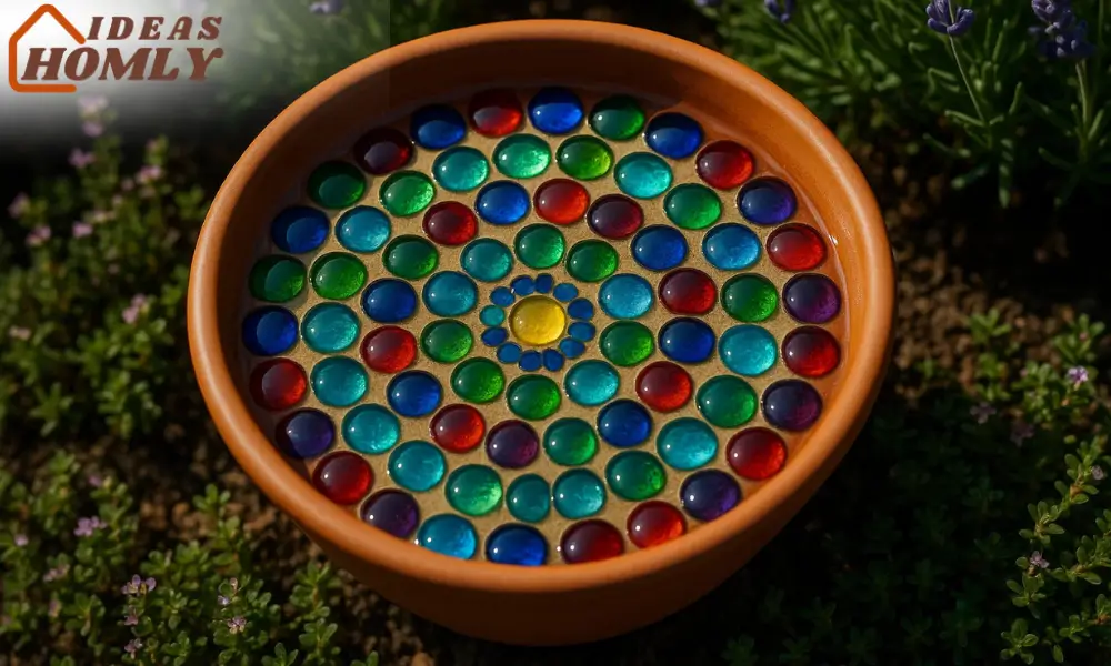 No-Cut Gem Mosaic Bowl For Birds Bath