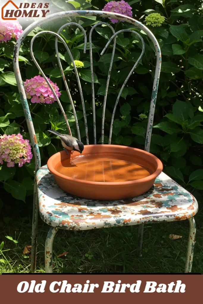 Old Chair Bird Bath