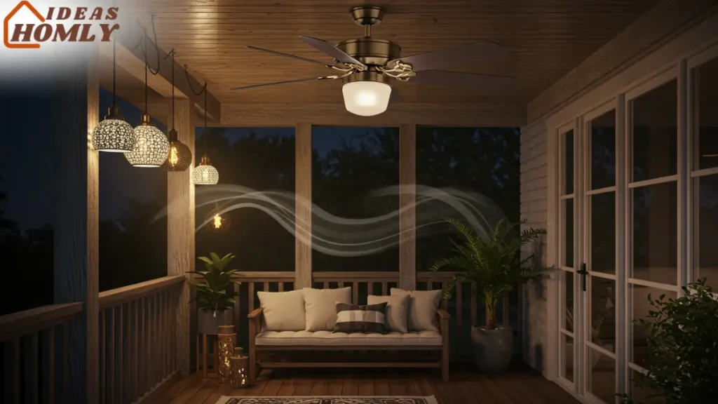 Overhead Ceiling Fan In Porch