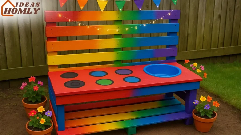 Rainbow Pallet Mud Kitchen
