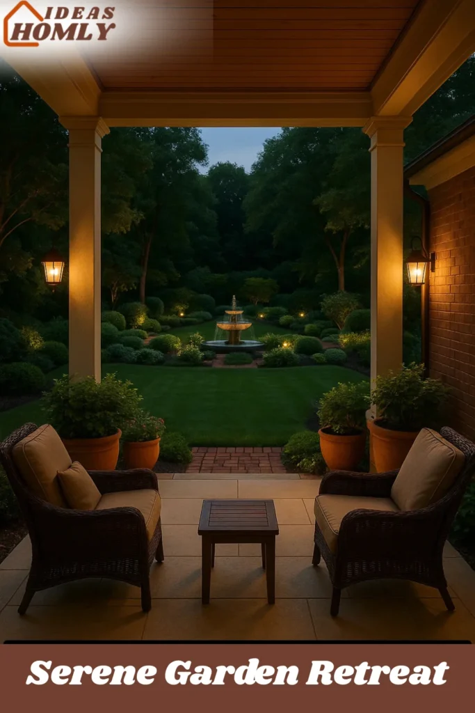 Serene Garden Retreat (Framed View with Focal Decor)