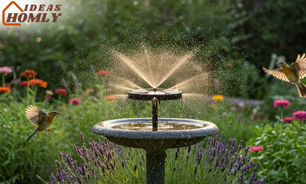 Solar Misting Ring in Action For Bird Bath