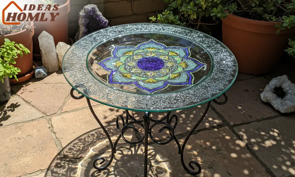 Stained Glass Mandala Basin For Birds
