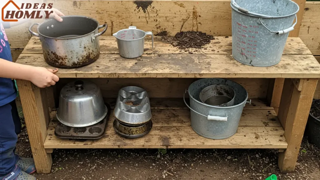 Stocking the Mud Kitchen