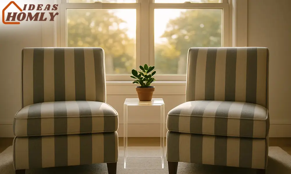 Striped Accent Chairs In Sunroom