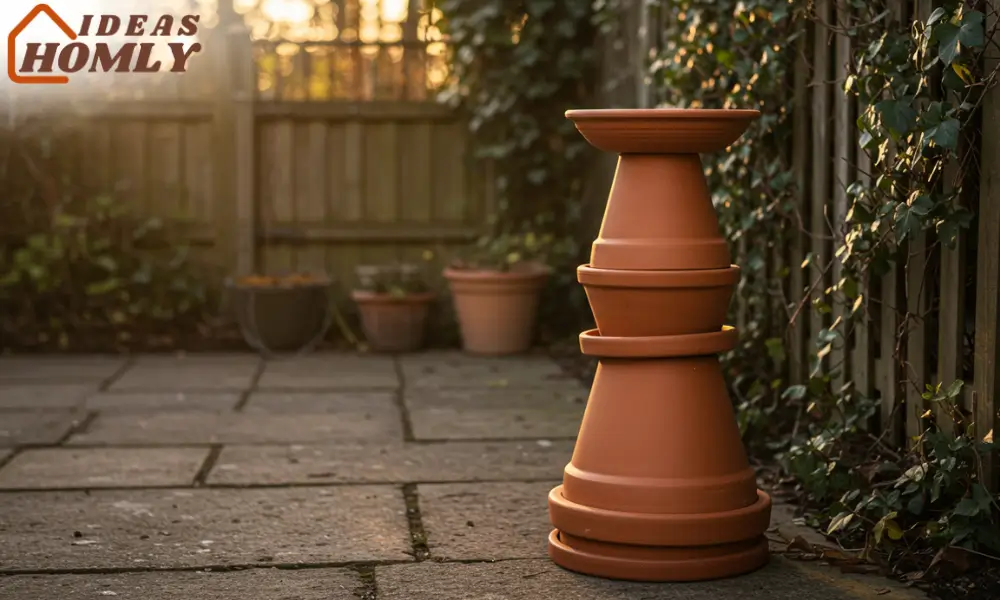 Terracotta Stack Side Table Bird Bath