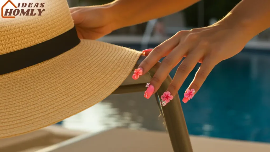 Tropical 3D Flowers Nails