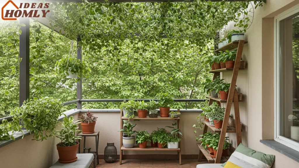 Vertical Garden & Green Canopy In Small Apartment Porch