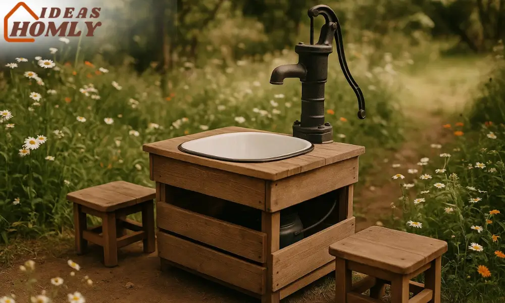 Vintage Enamel Basin + Hand Pump