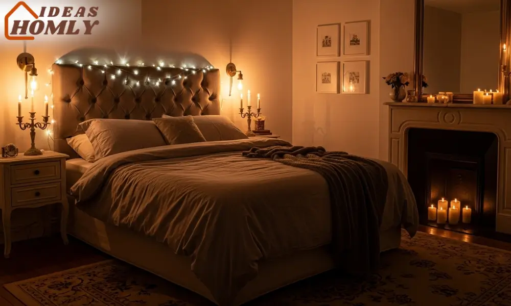 Warm and Romantic Bedroom with Layered Ambient Lighting
