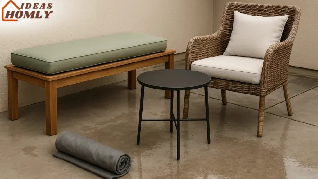 Weatherproof Outdoor Furniture In Small Apartment Porch