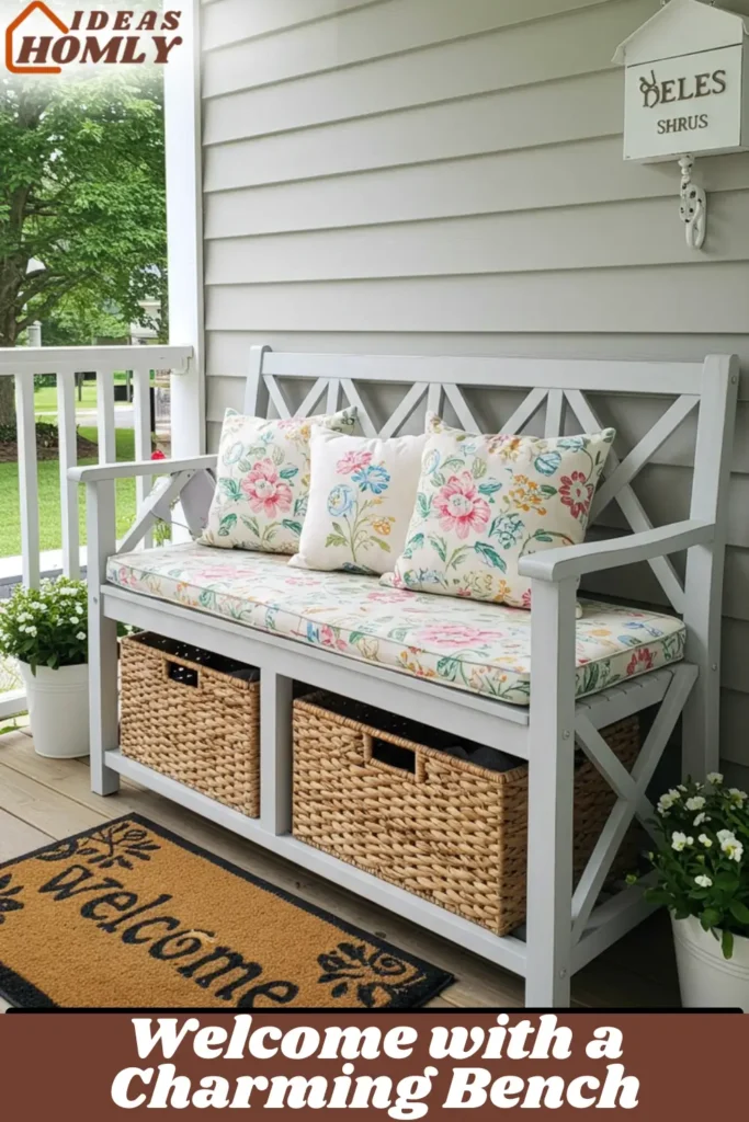 Welcome with a Charming Bench In Porch