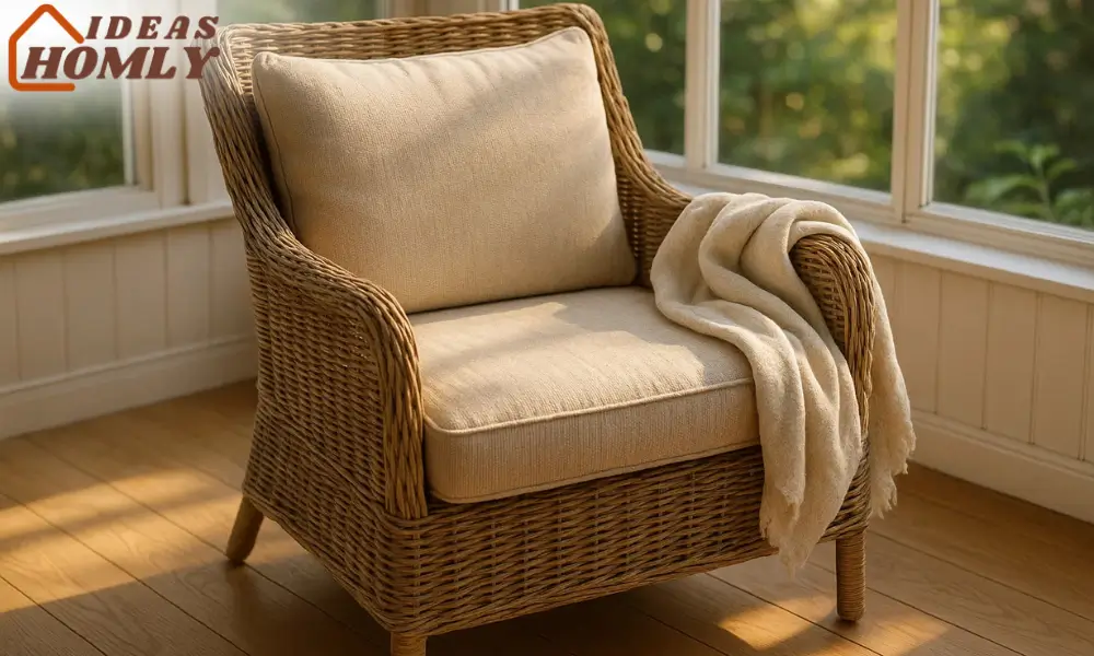 Wicker Lounge Chair with Cushions