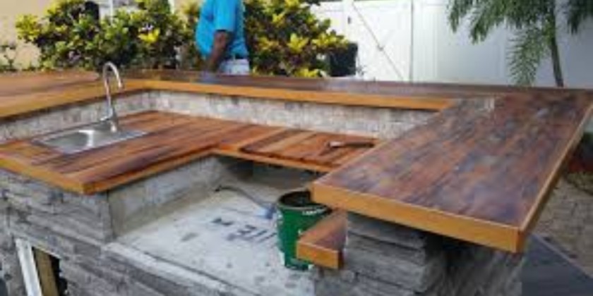 Wood Countertops outdoor kitchen