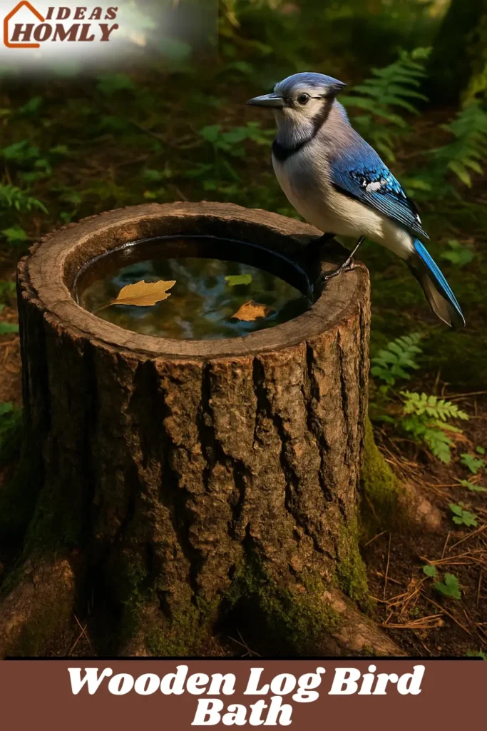 Wooden Log Bird Bath